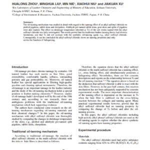 Fundamental Research On The Mechanism Of Oil-Tanning With Alkyl Sulfonyl Chloride