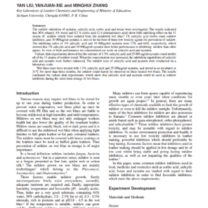 Inhibitive Effects Of Some Low-Toxicity Mildew Inhibitors On Wet Blue