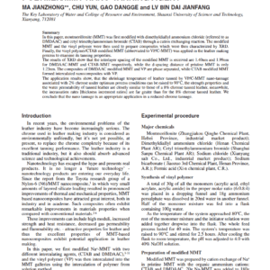 Preparation And Application Of Vinyl Polymer/MMT Nano Tanning Agent