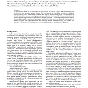 Epoxide Tannage: A Way Forward