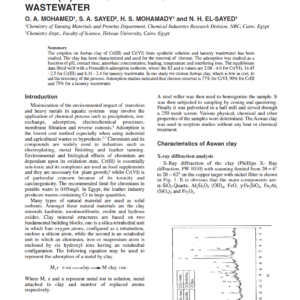 Aswan Clay As Sorbent For Removal Of Cr(III) And Cr(VI) From Synthetic Solution And Tannery Wastewater