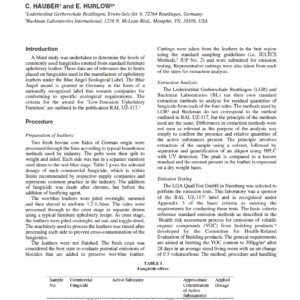 Emission Of Fungicides From Furniture Leather