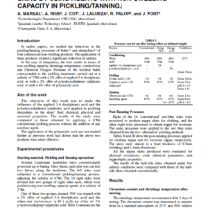 Salinity Reduction In The Production Of Nappa Skins By Using Agents With Non-Swelling Capacity In Pickling/Tanning