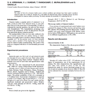 Studies On Chamois Leather - Tanning Using Plant Oil