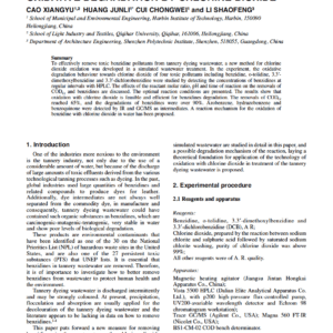 Benzidines In Tannery Dye Wastewater: Oxidative Degradation By Chlorine Dioxide