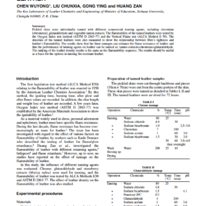 Influence Of Tanning On The Flammability Of Leather