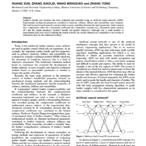 The Evaluation Of Leather Handle Character Using Neural Networks