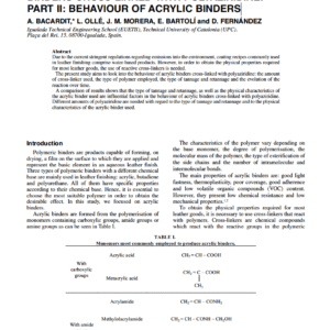 Cross-Linked Polymers For Aqueous Finishing. Binders Cross-Linked With Polyaziridine. Part II: Behaviour Of Acrylic Binders