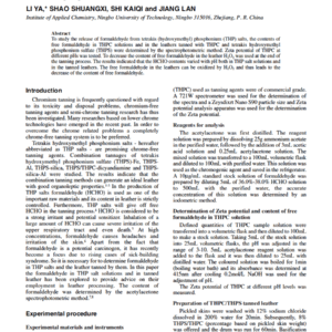 Release Of Free Formaldehyde In THP Salt Tannages