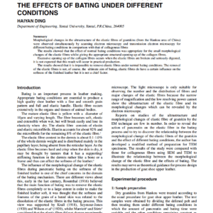 The Relationship Between The Morphological Change Of The Elastic Fibres Of Goatskin And The Effects Of Bating Under Different Conditions