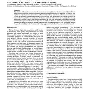 Extension And Recovery Of Cervine Garment Leather