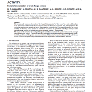 Fungal Biotransformation Of Bovine Hair Part 1: Isolation Of Fungus With Keratinolytic Activity.