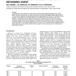 Synthesis And Application Of An Amphoteric Acrylic Polyelectrolyte As A Retanning Agent