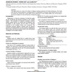 The Effect Of Fatliquor Emulsion On The Physical Properties Of Resultant Leather