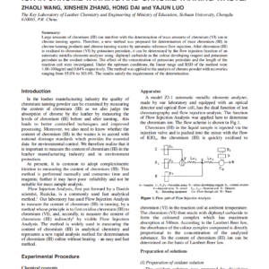 A Fast Method To Determine Trace Chromium (III) Ion In Chrome Tanning And Chrome Tanning Waste