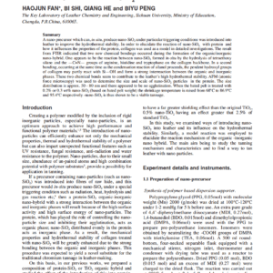 Tanning Characteristics And Tanning Mechanism Of Nano-SiO2