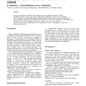 The Influence Of Some Parameters In Leather Degreasing On The Lypolytic Activity Of Lipase
