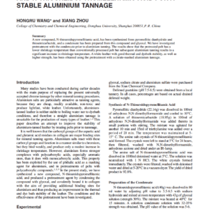 Pretreatment With Condensate Of Glyoxal And N-Thioureidopyromellitamic Acid For A Stable Aluminium Tannage