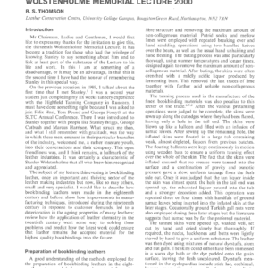 Bookbinding Leather: Yesterday, Today And Perhaps Tomorrow Wolstenholme Memorial Lecture 2000