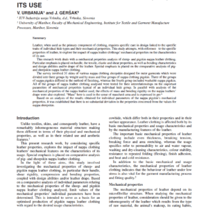 Impact Of The Mechanical Properties Of Nappa Clothing Leather On The Characteristics Of Its Use