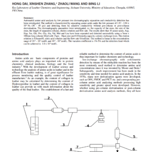 Amino Acid Analysis By Low Pressure Ion Chromatography With Conductivity Detection