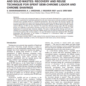The Three Pot Solution For Chromium, Tannins And Solid Wastes: Recovery And Reuse Technique For Spent Semi-Chrome Liquor And Chrome Shavings