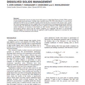 A Novel Pickle-Free High Exhaust Chrome Tanning Method - An Approach For Total Dissolved Solids Management
