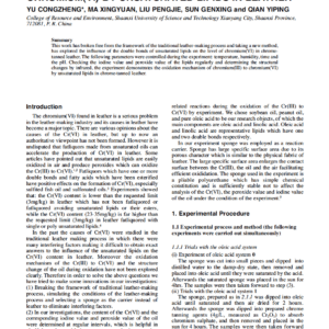 Exploring The Oxidation Of Chromium(III) To Chromium(VI) By Unsaturated Lipids In Leather