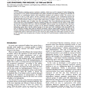 Fluorine-Containing Aqueous Copolymer Emulsion For Waterproof Leather