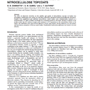 Investigation Of The Role Of Some UV Absorbers In The Stabilisation Of Nitrocellulose Topcoats