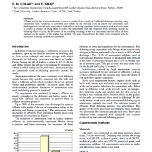 Deliming With Weak Acids: Effects On Leather Quality And Effluent