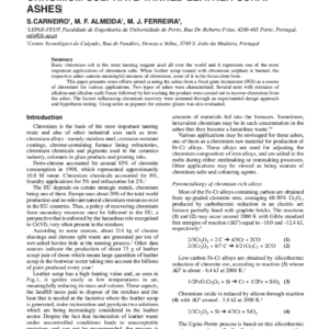 Factors Influencing Chromium Recovery From Chromium Sulphate Tanned Leather Scrap Ashes