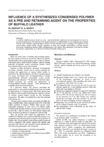 Influence Of A Synthesized Condensed Polymer As A Pre And Retanning Agent On The Properties Of Buffalo Leather