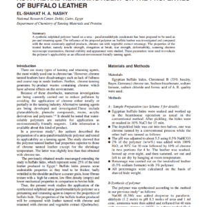Influence Of A Synthesized Condensed Polymer As A Pre And Retanning Agent On The Properties Of Buffalo Leather