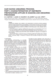Hair Saving Unhairing Process. Part 5 Characterisation Of Enzymatic Preparations Applied In Soaking And Unhairing Processes