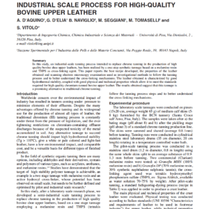 Synthetic Organic Tannage Based On Melamine Resin And Thps: Development Of A Semiindustrial Scale Process For High-Quality Bovine Upper Leather