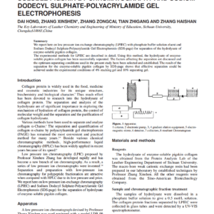The Separation Of Hydrolysate Of Enzymesoluble Pigskin By Chromatography And Sodium Dodecyl Sulphate-Polyacrylamide Gel Electrophoresis