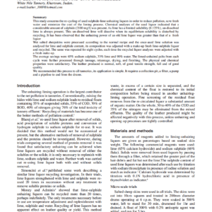 Recycling Of Unhairing Lime Liquors