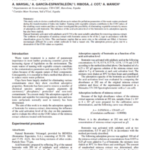 Removal Of Vegetable Extracts By The Use Of Activated Clays
