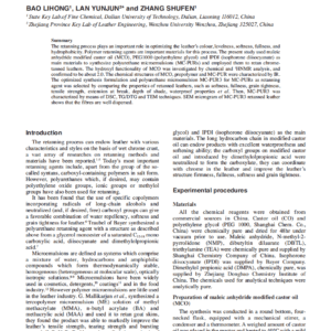 Aliphatic Anionic Polyurethane Microemulsion Leather Filling-Retanning Agent
