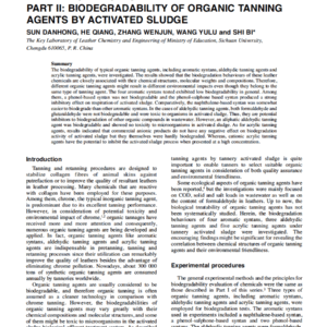 Evaluation Of Environmental Impact Of Typical Leather Chemicals. Part II: Biodegradability Of Organic Tanning Agents By Activated Sludge