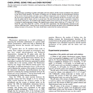 Reaction Mechanism Of Gelatin And Tannic Acid: Investigation By Spectrofluorimetry