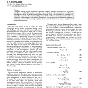Chromium Sulphate Recovery In A Triple-Effect Evaporator
