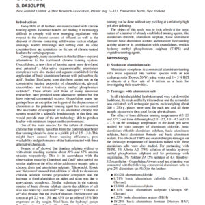 Chrome Free Tannages : Part I Preliminary Studies