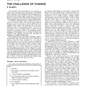 The Stanley Wolstenholme Memorial Lecture. The Challenge Of Change