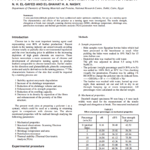Synthesis And Application Of Urea Paraformaldehyde Polymer As A Tanning Agent