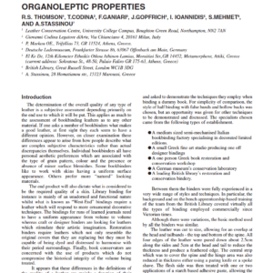A Survey Of Current Bookbinding Leathers: Part 2 Organoleptic Properties