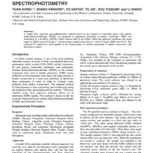 Determination Of Surfactants In Leather Wastewater By Flow Injection Spectrophotometry