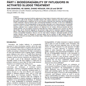 Evaluation Of Environmental Impact Of Typical Leather Chemicals. Part I: Biodegradability Of Fatliquors In Activated Sludge Treatment