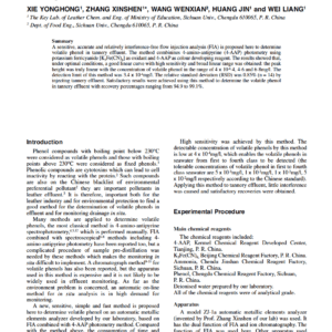 Determination Of Volatile Phenol In Tannery Effluent